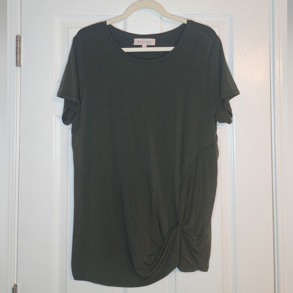 EUC Dark mossy green Philosophy twisted t-shirt